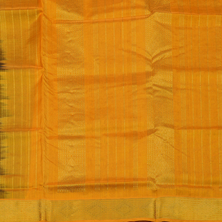 Hayagrivas Handloom Deep Brown Pure Silk Cotton Saree with Mango Yellow Border KBE942H6-5