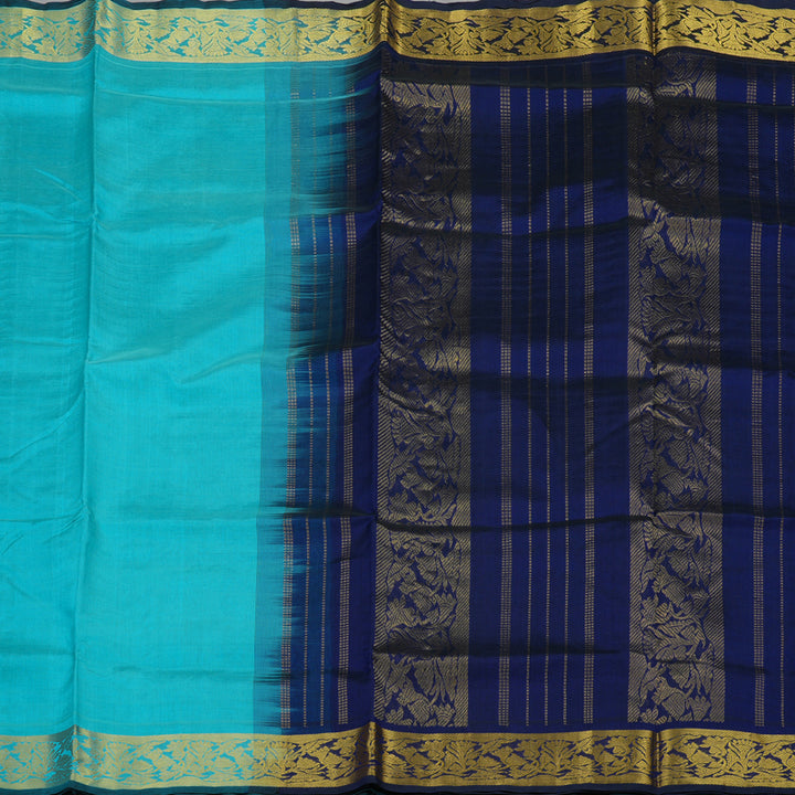 Hayagrivas Handloom Sky Blue Pure Silk Cotton Saree KBE942H6-6