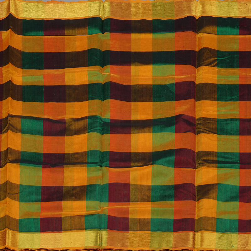 Hayagrivas Multicolour Pure Silk Cotton Saree with Tumeric Yellow Border KBE942H8-10