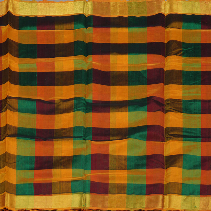 Hayagrivas Multicolour Pure Silk Cotton Saree with Tumeric Yellow Border KBE942H8-10