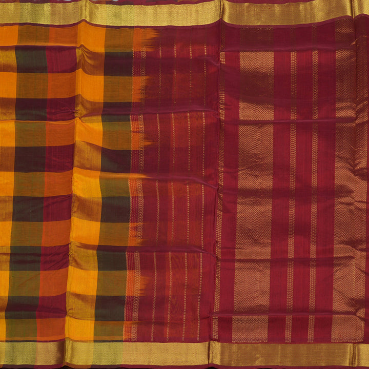 Hayagrivas Handloom Multicolour Pure Silk Cotton Saree with Maroon Border KBE942H8-4
