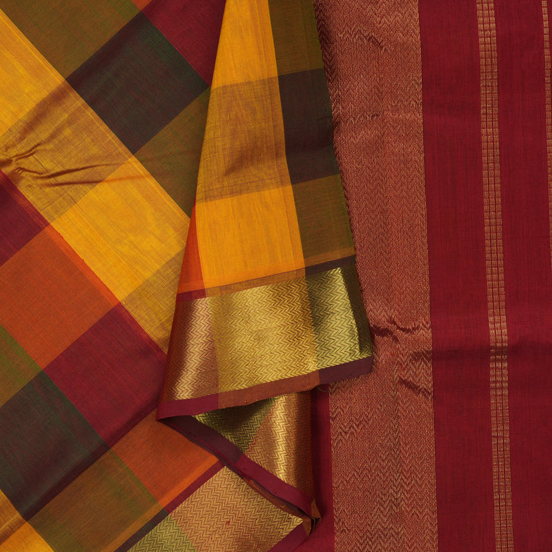 Hayagrivas Handloom Multicolour Pure Silk Cotton Saree with Maroon Border KBE942H8-4