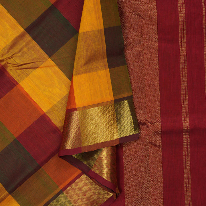 Hayagrivas Handloom Multicolour Pure Silk Cotton Saree with Maroon Border KBE942H8-4