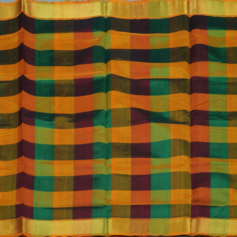 Hayagrivas Handloom Multicolour Pure Silk Cotton Saree with Tumeric Yellow Border KBE942H8-7