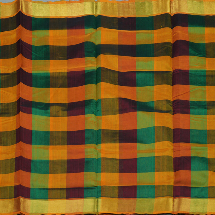 Hayagrivas Handloom Multicolour Pure Silk Cotton Saree with Tumeric Yellow Border KBE942H8-7