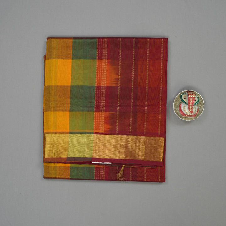 Hayagrivas Handloom Multicolour Checks Pure Silk Cotton Saree with Maroon Border KBE942H8-9