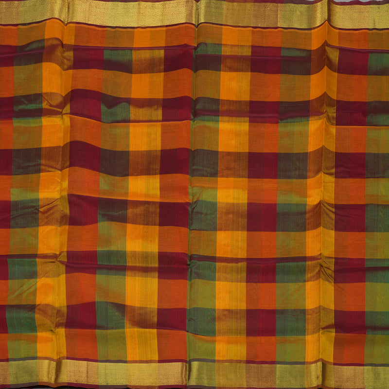 Hayagrivas Handloom Multicolour Checks Pure Silk Cotton Saree with Maroon Border KBE942H8-9