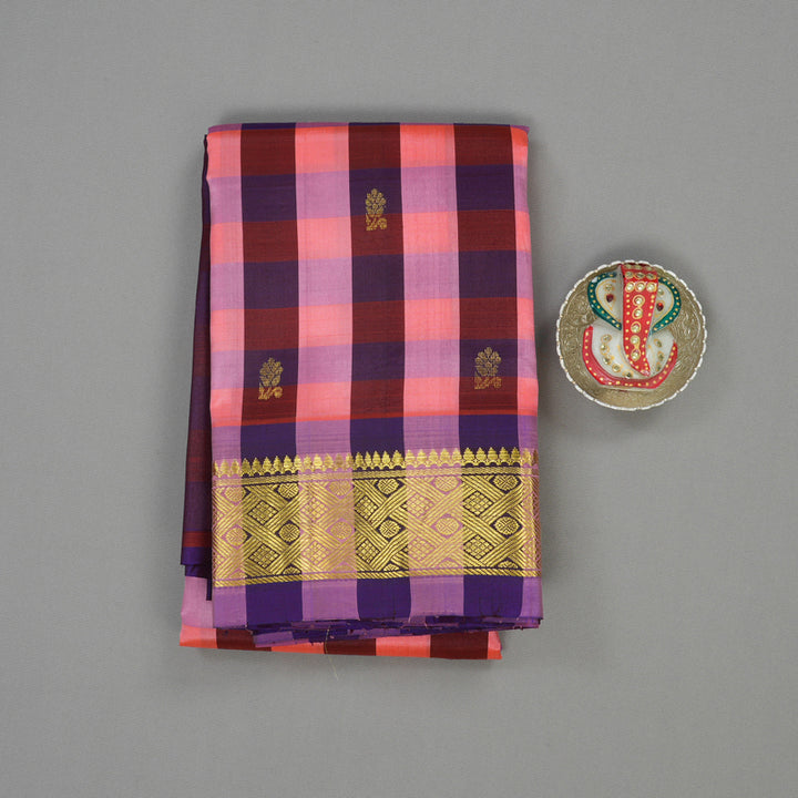 Hayagrivas Handloom Multicolour Checks Kanjivaram Silk Saree KBE944H1-16