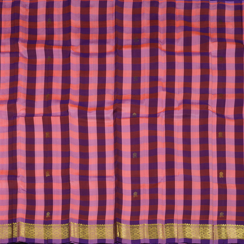 Hayagrivas Handloom Multicolour Checks Kanjivaram Silk Saree KBE944H1-16
