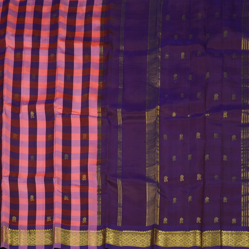 Hayagrivas Handloom Multicolour Checks Kanjivaram Silk Saree KBE944H1-16