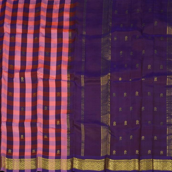 Hayagrivas Handloom Multicolour Checks Kanjivaram Silk Saree KBE944H1-16