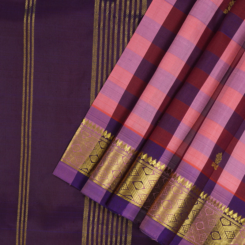Hayagrivas Handloom Multicolour Checks Kanjivaram Silk Saree KBE944H1-16