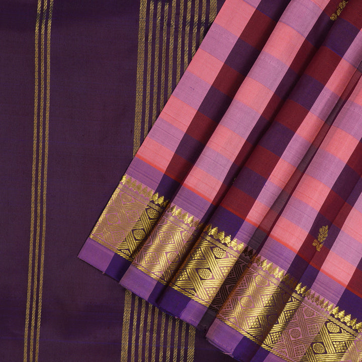 Hayagrivas Handloom Multicolour Checks Kanjivaram Silk Saree KBE944H1-16