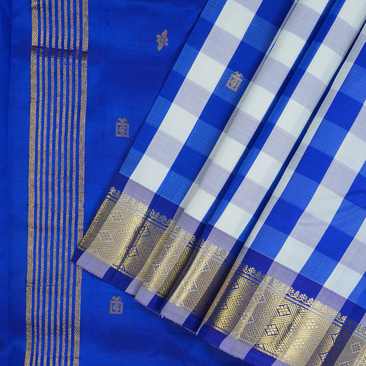 Hayagrivas Handloom Multicolour Checks Kanjivaram Silk Saree KBE944H1-4