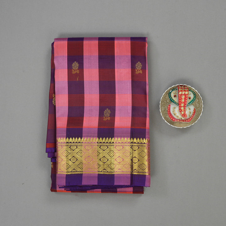 Hayagrivas Handloom Multicolour Checks Kanjivaram Silk Saree KBE944H1-5