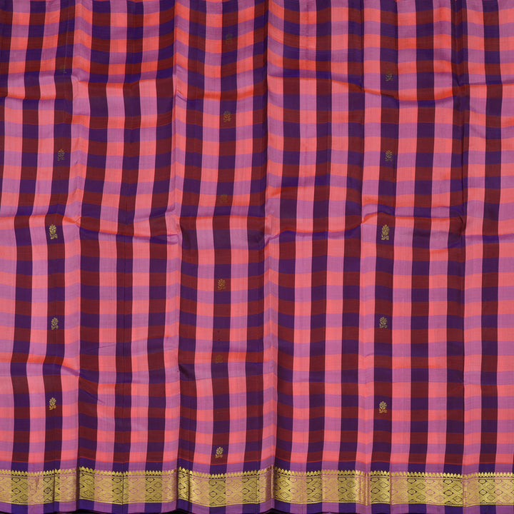 Hayagrivas Handloom Multicolour Checks Kanjivaram Silk Saree KBE944H1-5