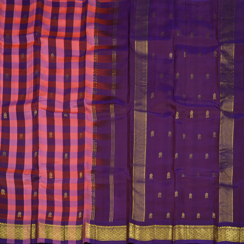 Hayagrivas Handloom Multicolour Checks Kanjivaram Silk Saree KBE944H1-5