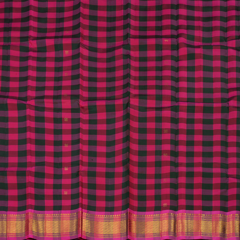 Hayagrivas Multicolour Checks Pure One-sided Border Kanjivaram Silk saree KBE944H1-8