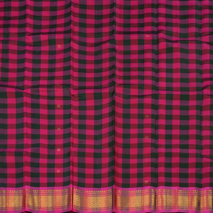 Hayagrivas Multicolour Checks Pure One-sided Border Kanjivaram Silk saree KBE944H1-8