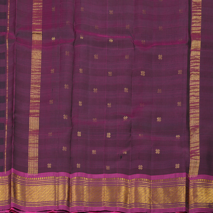 Hayagrivas Multicolour Checks Pure One-sided Border Kanjivaram Silk saree KBE944H1-8