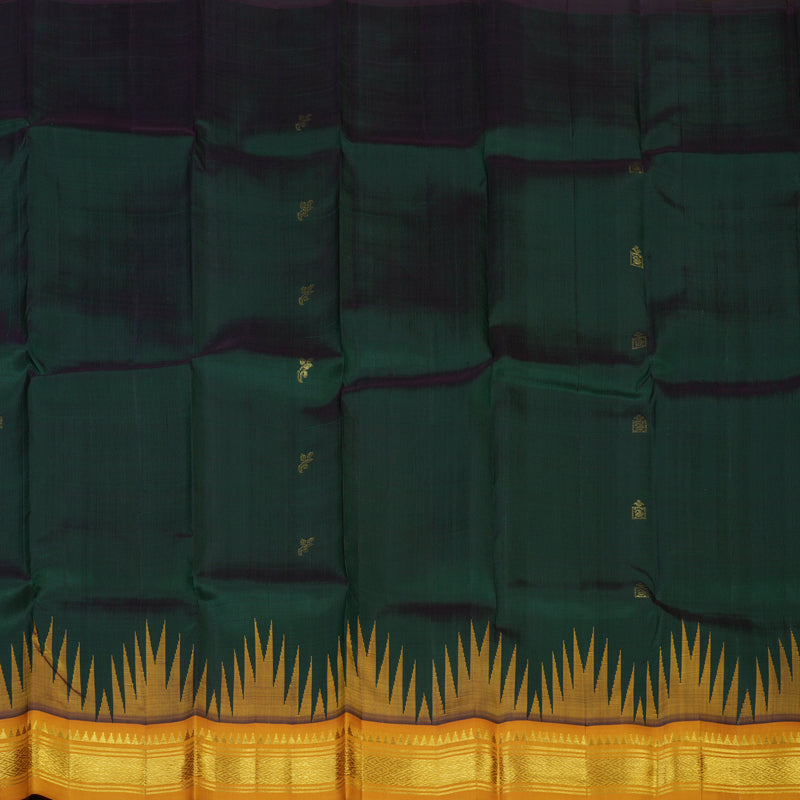 Hayagrivas Bottle Green Pure One-sided border Kanjivaram Silk Saree KBE944H3-12