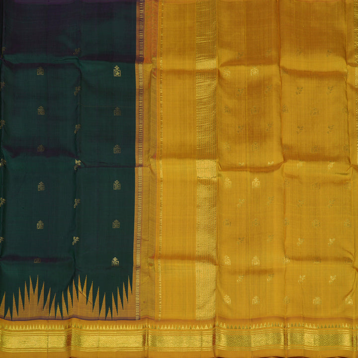 Hayagrivas Bottle Green Pure One-sided border Kanjivaram Silk Saree KBE944H3-12