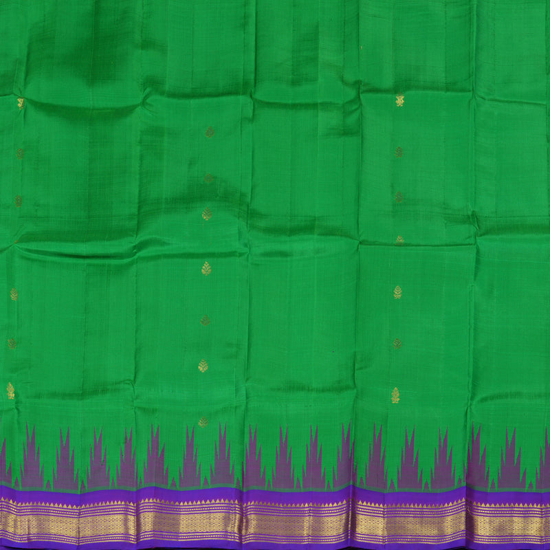 Hayagrivas Parrot Green Pure One-sided Border Kanjivaram Silk saree KBE944H3-24