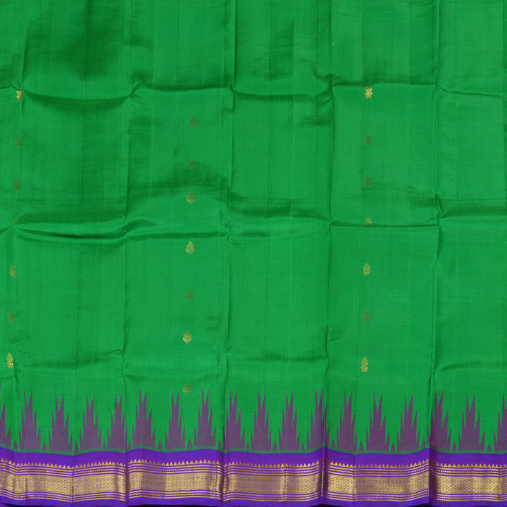 Hayagrivas Parrot Green Pure One-sided Border Kanjivaram Silk saree KBE944H3-24