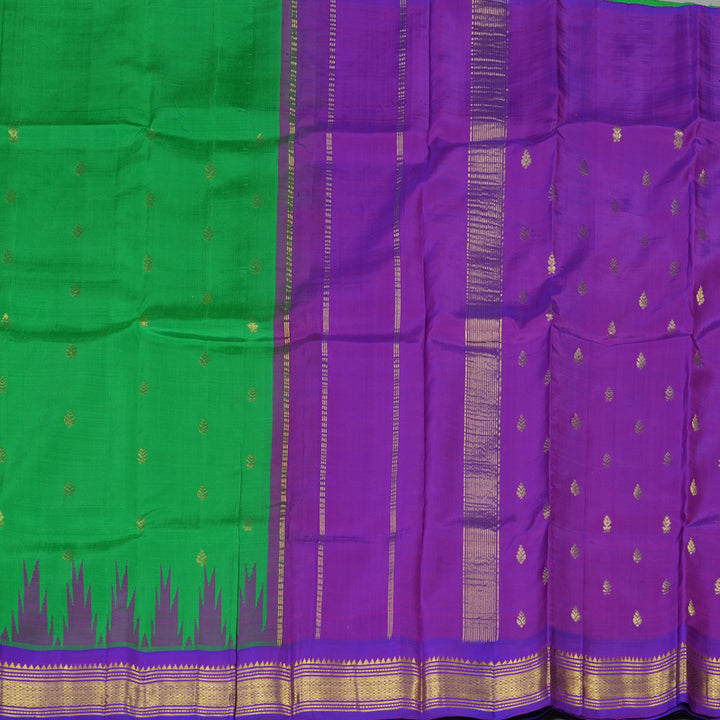 Hayagrivas Parrot Green Pure One-sided Border Kanjivaram Silk saree KBE944H3-24
