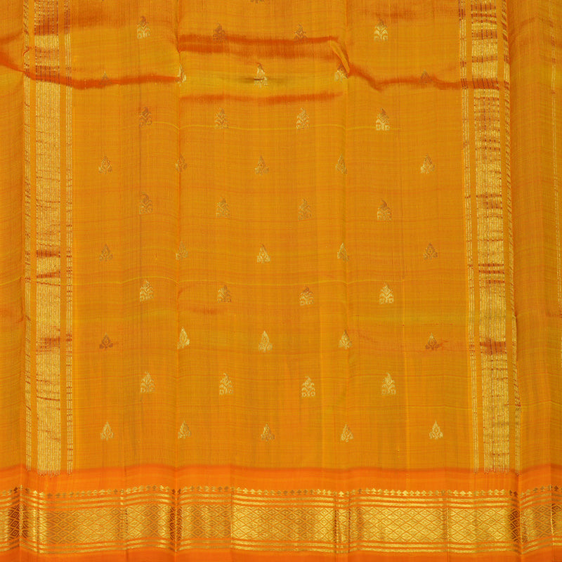 Hayagrivas Handloom MS Blue Kanjivaram Silk Saree with Orange Border KBE944H3-7