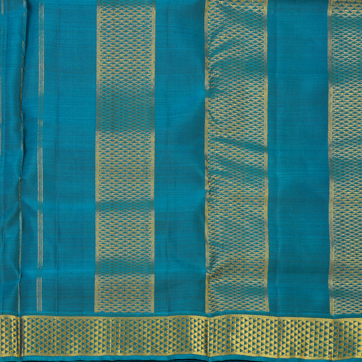Hayagrivas Handloom Fanta Orange Kanjivaram Ten Yards Silk Saree with Rama Blue Border KBE945H1-12