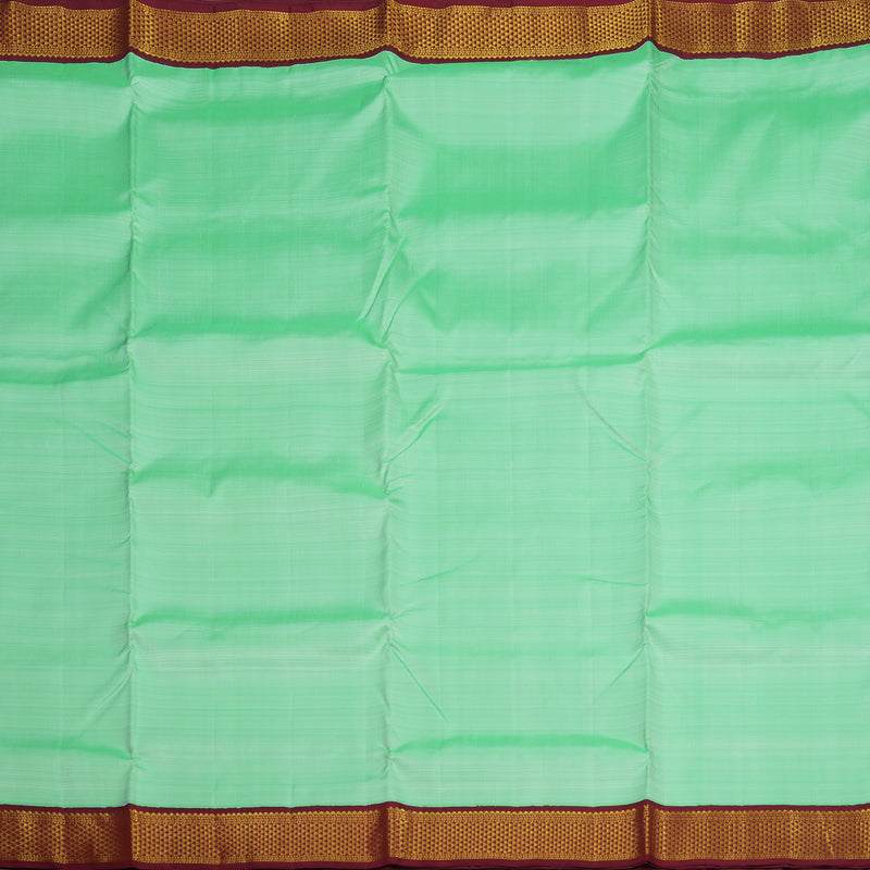 Hayagrivas Handloom Sea Green Kanjivaram Ten Yards Silk Saree with Maroon Border KBE945H1-14