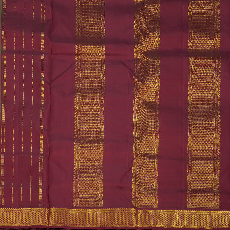 Hayagrivas Handloom Sea Green Kanjivaram Ten Yards Silk Saree with Maroon Border KBE945H1-14