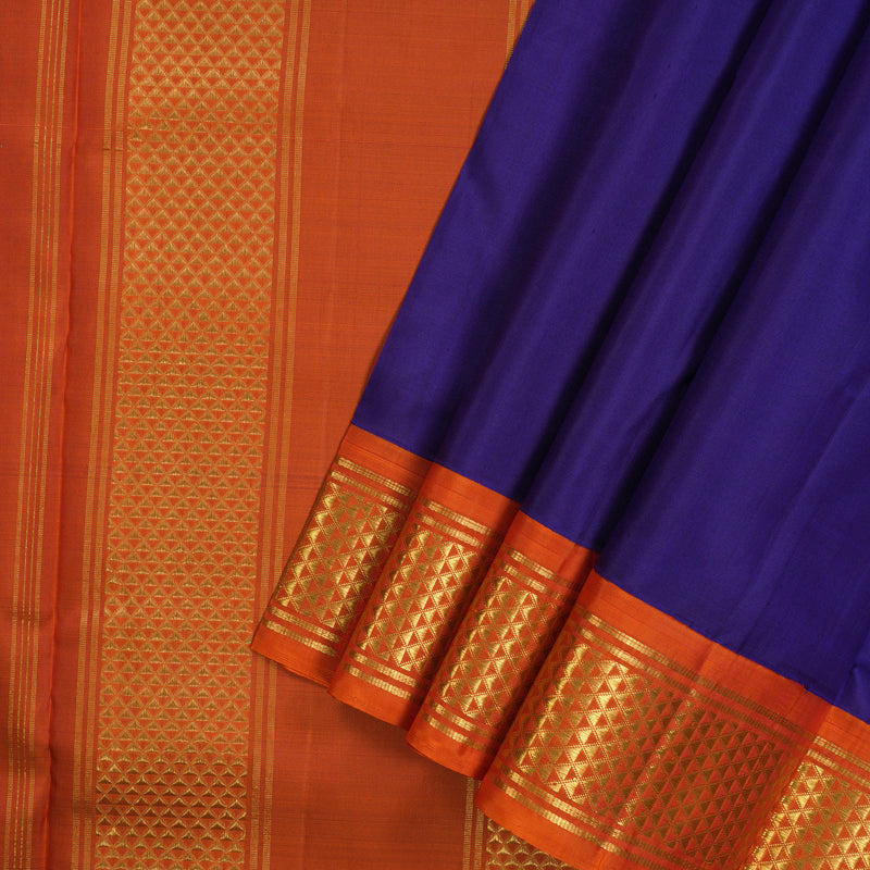 Hayagrivas Handloom Purplish-Blue Ten Yards Silk Madisar KBE945H1-15