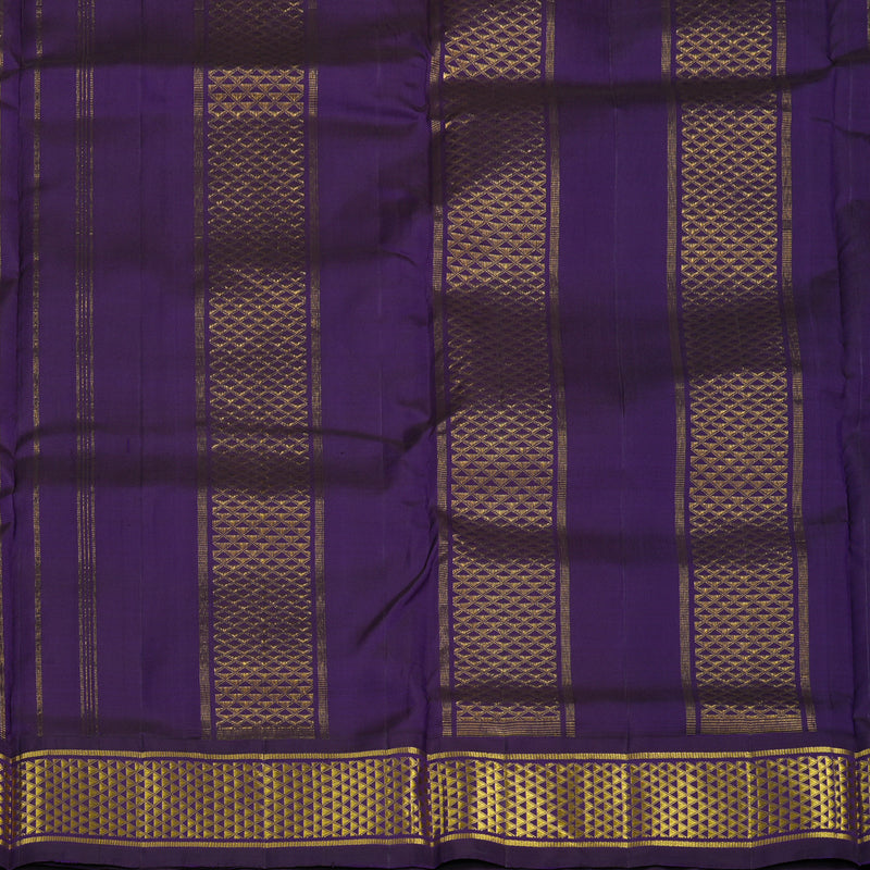 Hayagrivas Handloom Royal Beige Kanjivaram Ten Yards Silk Saree with Deep Violet Border KBE945H1-16
