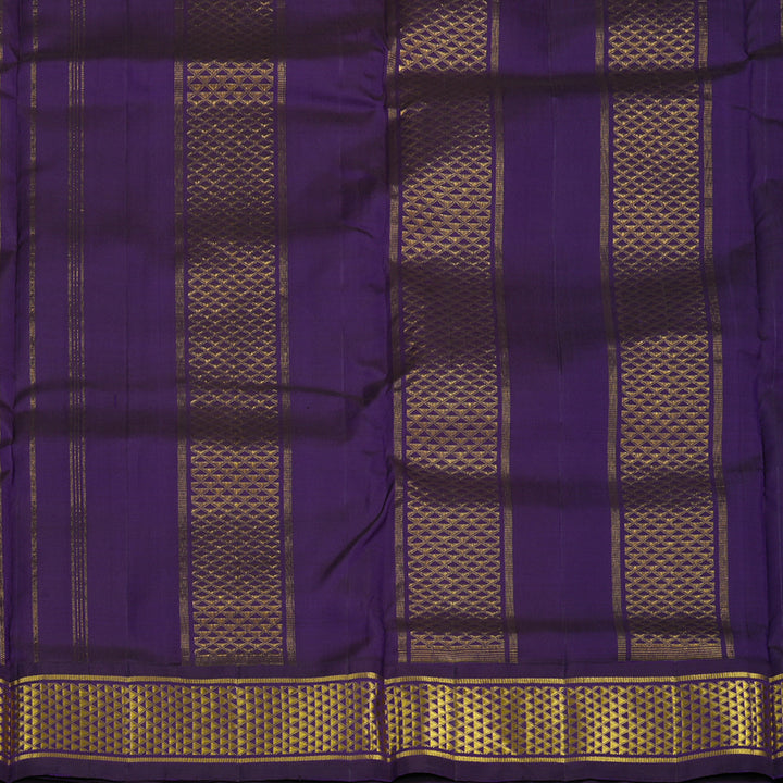 Hayagrivas Handloom Royal Beige Kanjivaram Ten Yards Silk Saree with Deep Violet Border KBE945H1-16