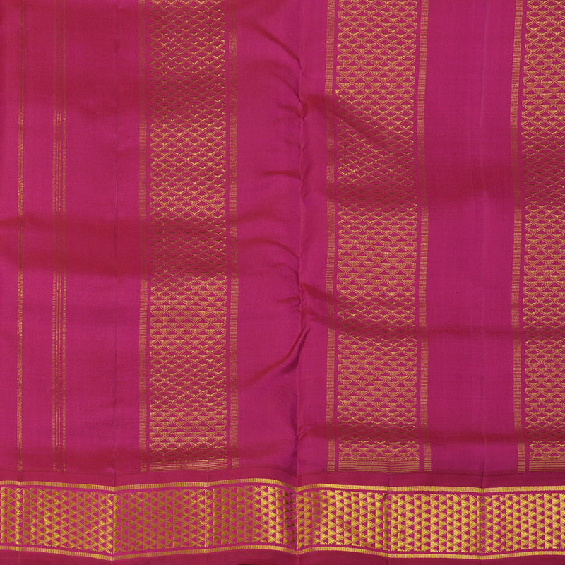 Hayagrivas Handloom Fluorescent Green Kanjivaram Ten Yards Silk Saree with Deep Pink Border KBE945H1-19