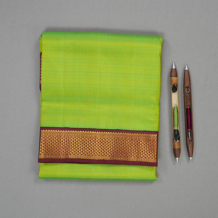 Hayagrivas Handloom Fluorescent Green Ten Yards Silk Madisar KBE945H1-3