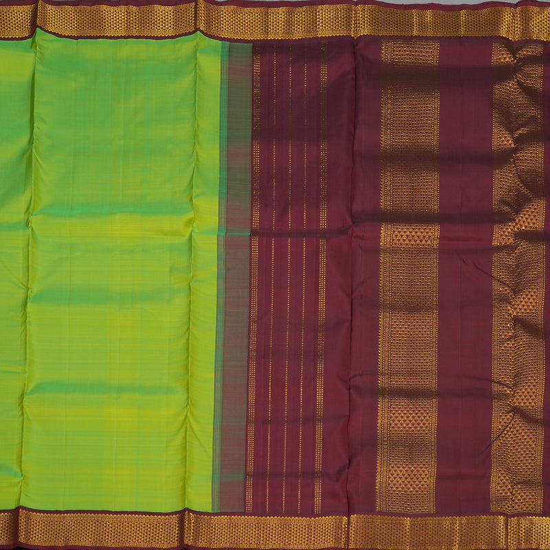 Hayagrivas Handloom Fluorescent Green Ten Yards Silk Madisar KBE945H1-3
