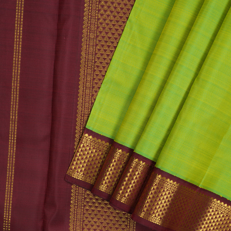 Hayagrivas Handloom Fluorescent Green Ten Yards Silk Madisar KBE945H1-3