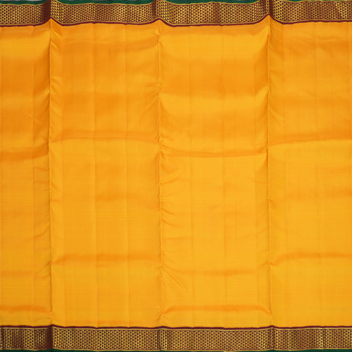 Hayagrivas Handloom Yellow Kanjivaram Ten Yards Silk Saree with Maroon Border KBE945H1-4