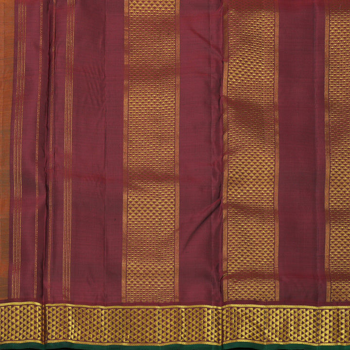 Hayagrivas Handloom Yellow Kanjivaram Ten Yards Silk Saree with Maroon Border KBE945H1-4