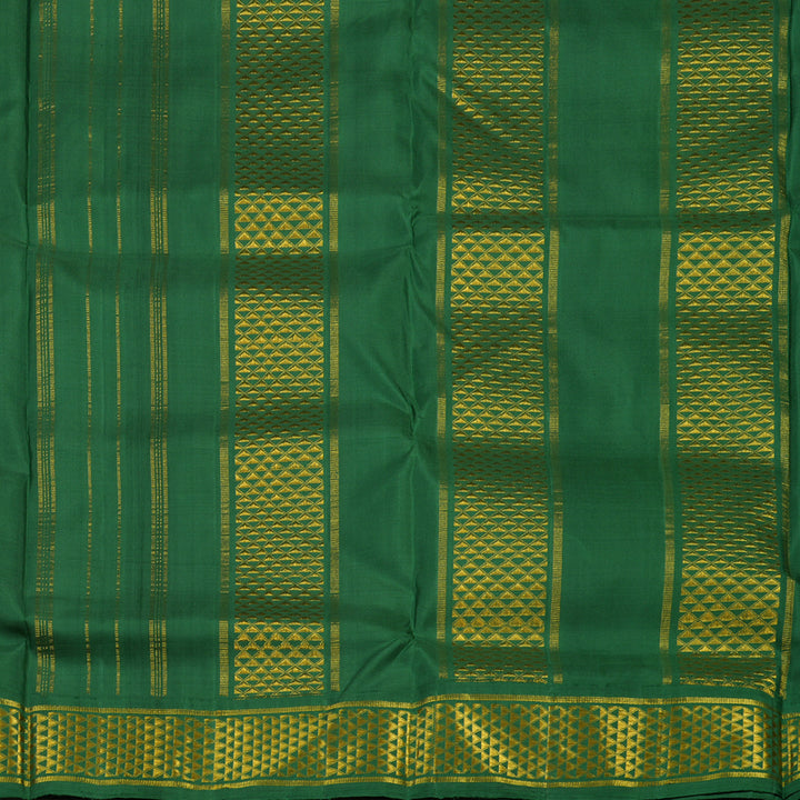 Hayagrivas Handloom Kum Kum Maroon Kanjivaram Ten Yards Silk Saree with Bottle Green Border KBE945H2-1