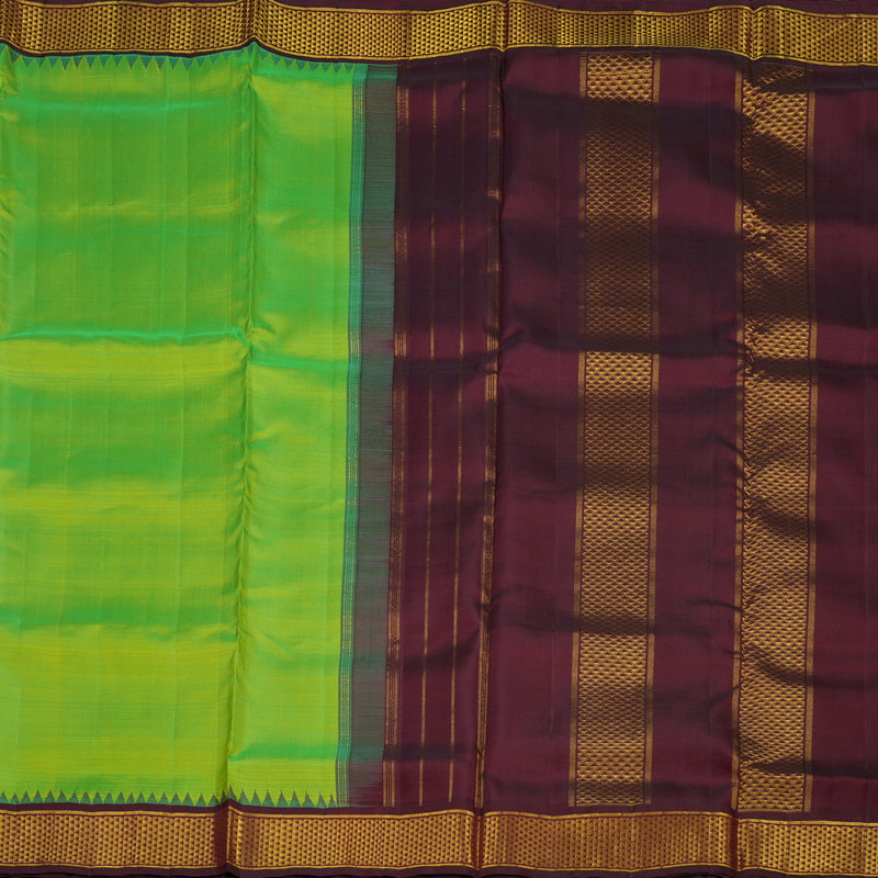 Hayagrivas Handloom Fluorescent Green Ten Yards Silk Madisar KBE945H4-3