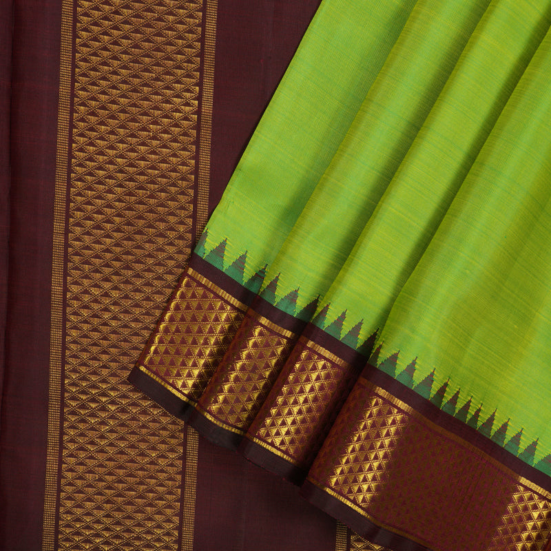 Hayagrivas Handloom Fluorescent Green Ten Yards Silk Madisar KBE945H4-3