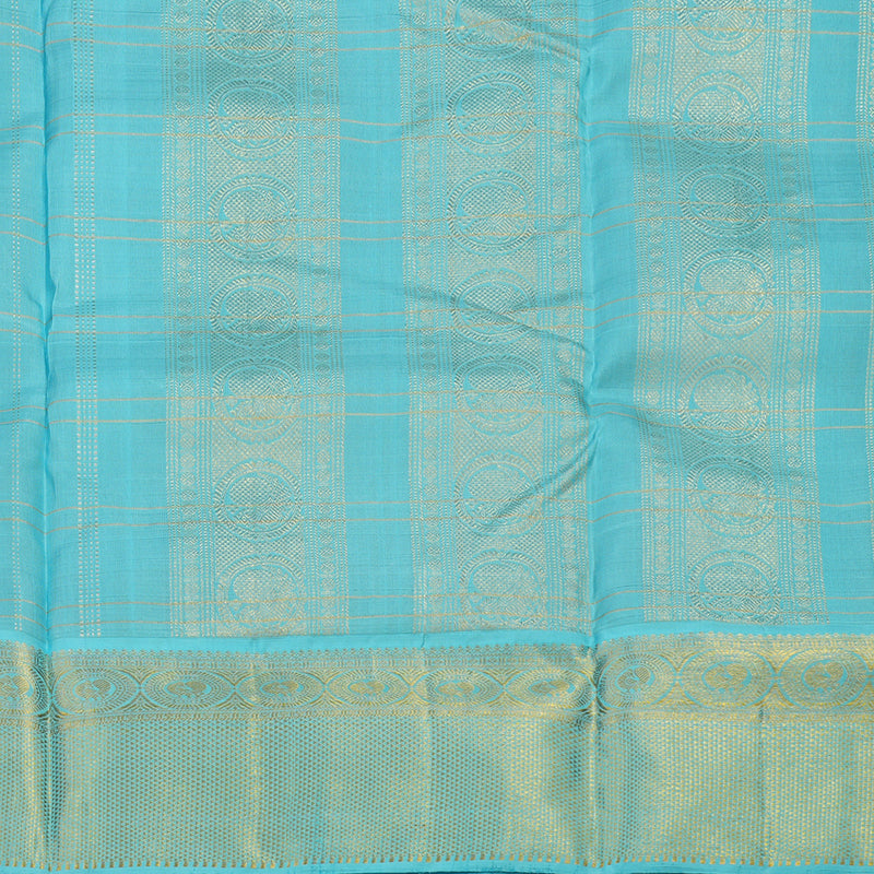 Hayagrivas Handloom Maroon Ten Yards Kanjivaram Silk Saree with Sky Blue Border KBE945H8-1