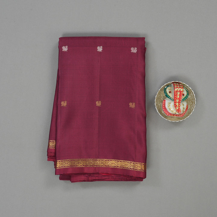 Hayagrivas Handloom Pinkish-Maroon Kanjivaram Silk Saree KBE946H11-1
