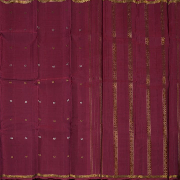 Hayagrivas Handloom Pinkish-Maroon Kanjivaram Silk Saree KBE946H11-1
