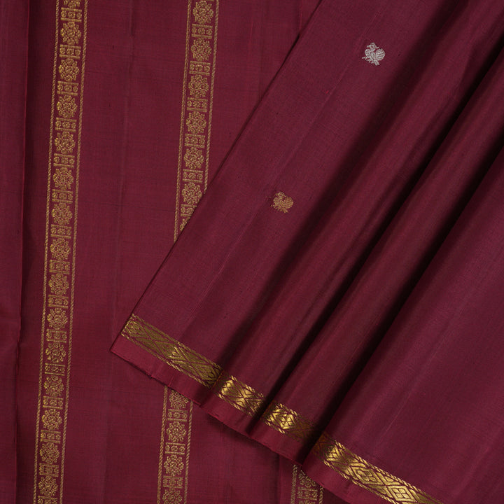 Hayagrivas Handloom Pinkish-Maroon Kanjivaram Silk Saree KBE946H11-1