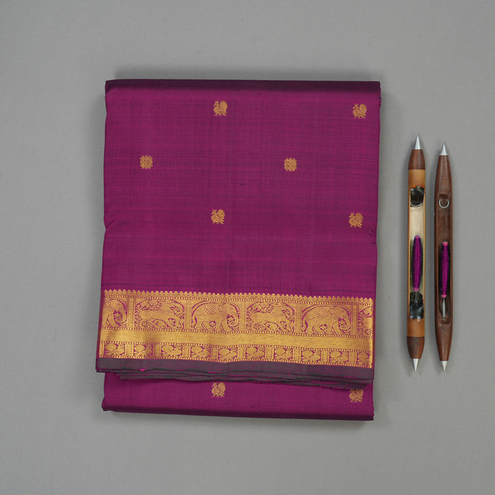 Hayagrivas Handloom Wine Purple Kanjivaram Ten Yards Silk Saree  KBE946H2-2